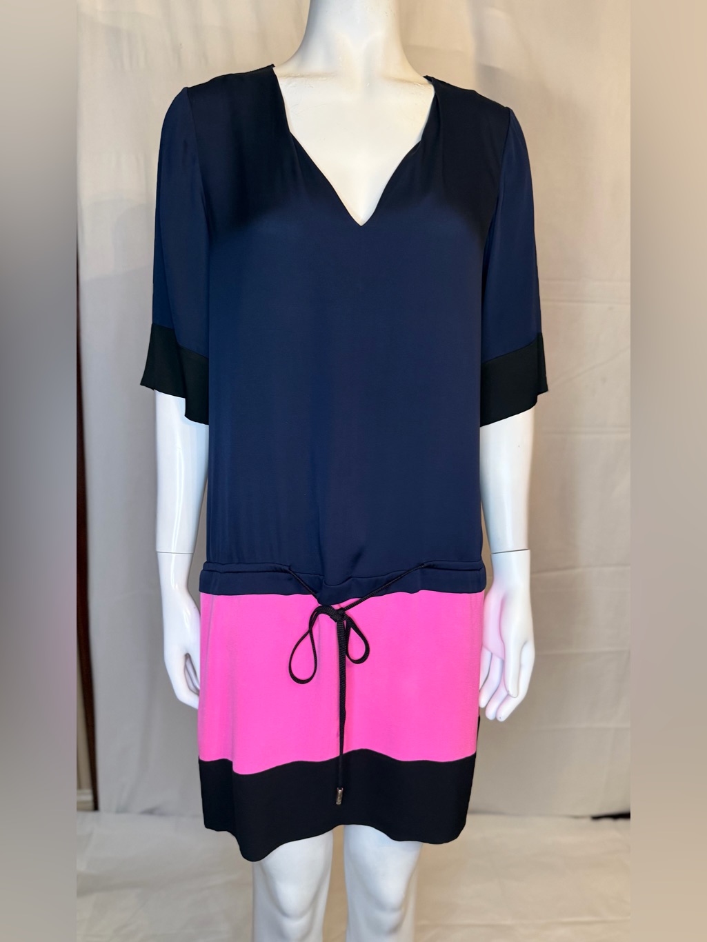 Diane Von Furstenberg Navy & Hot Pink Colorblock Dress